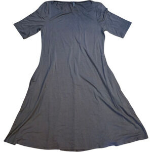 EILEEN FISHER Gray T-Shirt Dress XS USA Made Minimalist Stretch Lyocell Soft